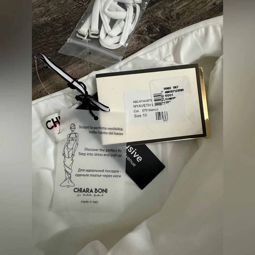 NWT Chiara Boni La Petite Robe Nyaveth White Strapless Long Column Dress Size 10 - Picture 8 of 10